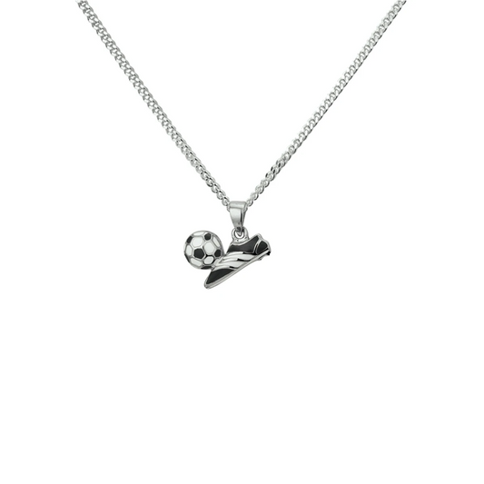 collier voetbalschoen emaille 1,4 mm 36 + 4 cm zilver gerhodineerd