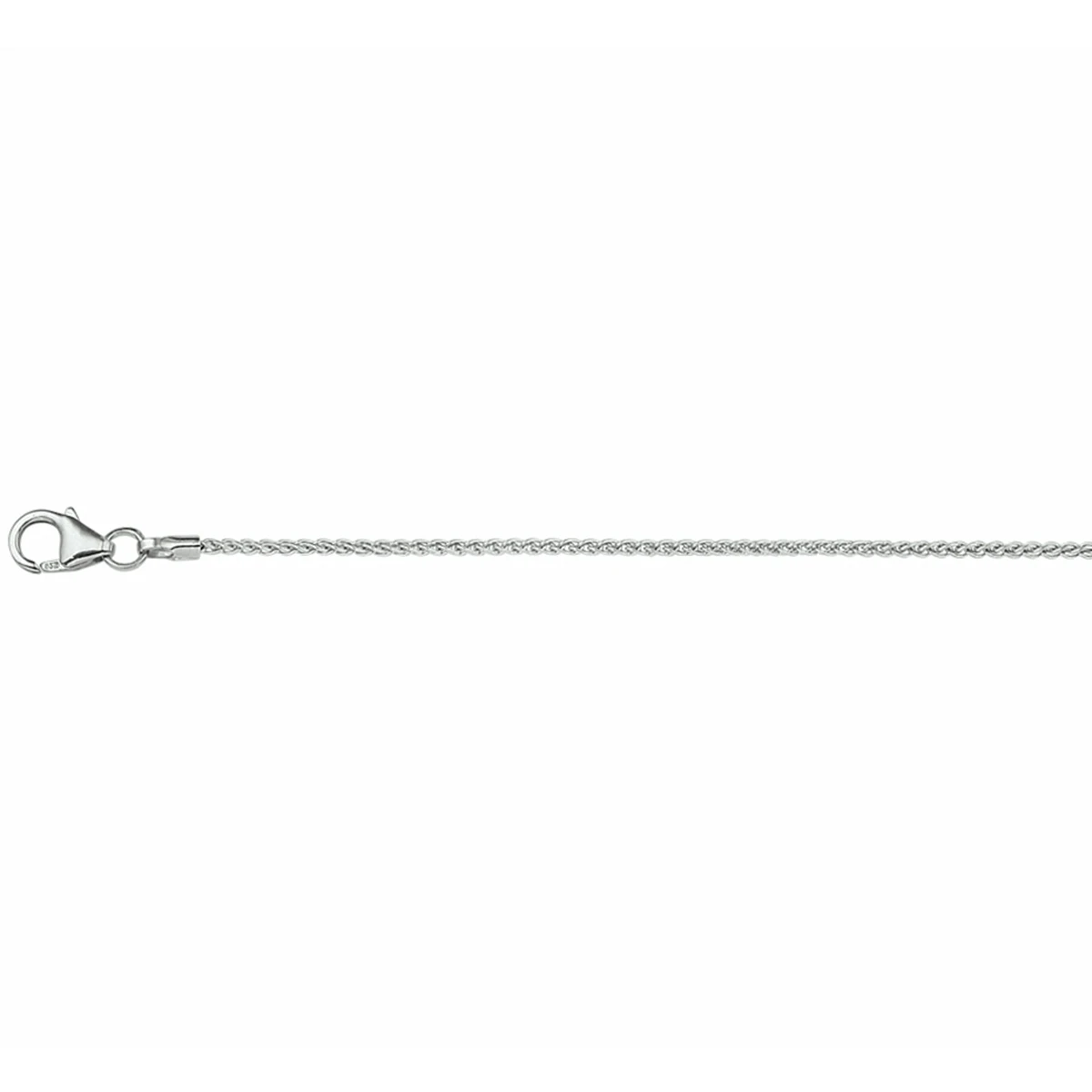 collier vossestaart 1,3 mm zilver gerhodineerd