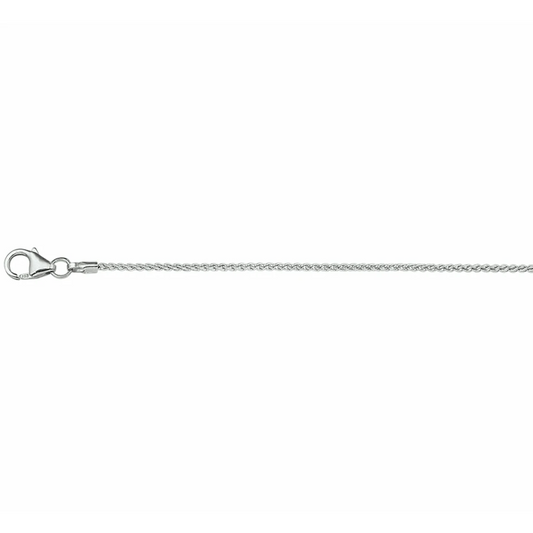 collier vossestaart 1,3 mm zilver gerhodineerd