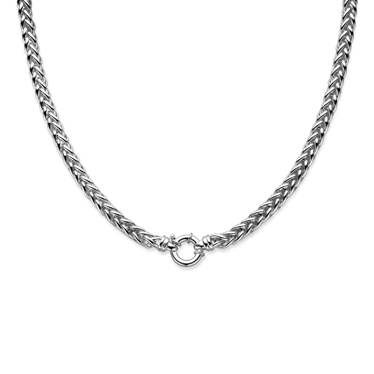 collier vossestaart 6,5 mm met groot veerslot zilver wit