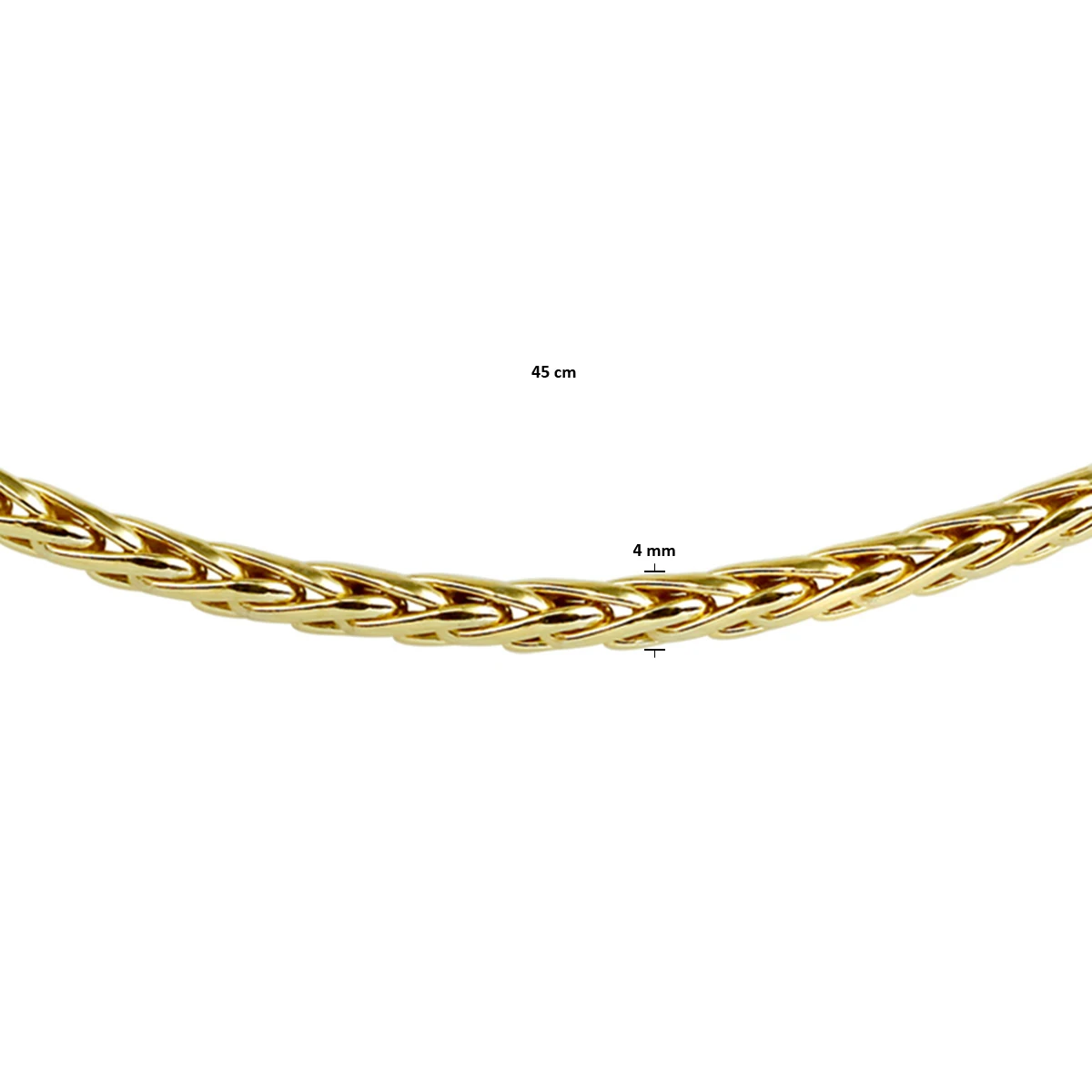 collier vossestaart massief 4,0 mm Silgold (geel met zilverkern)