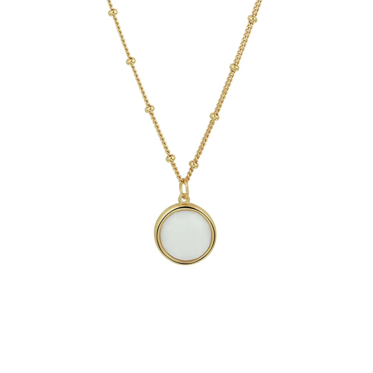 collier wit agaat 40 - 42 - 44 cm zilver verguld (geel)