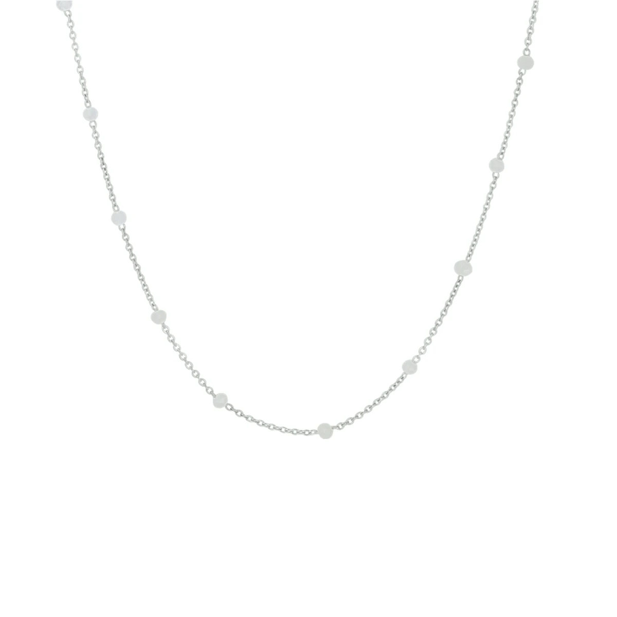 collier wit maansteen 40 - 42 - 44 cm zilver gerhodineerd