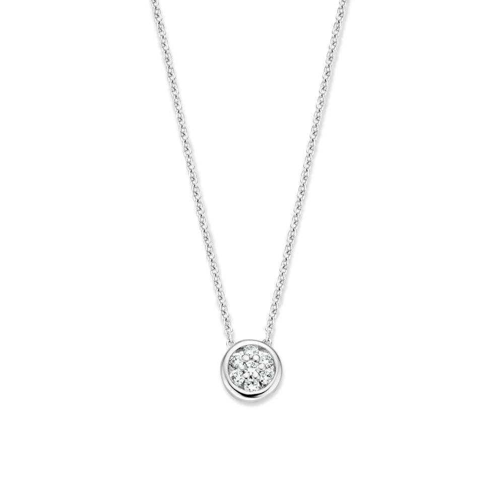 Collier witgoud briljant 0,09 crt.