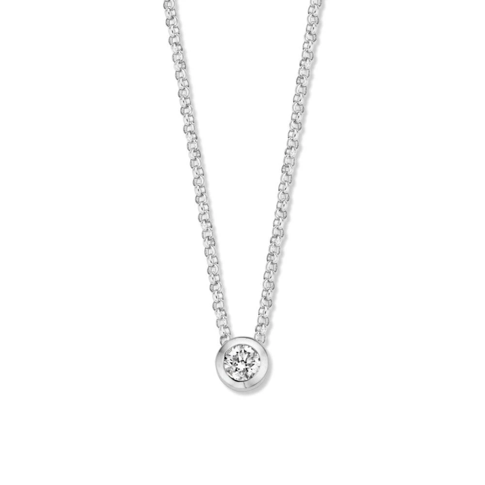 Collier witgoud briljant 0,10 crt.