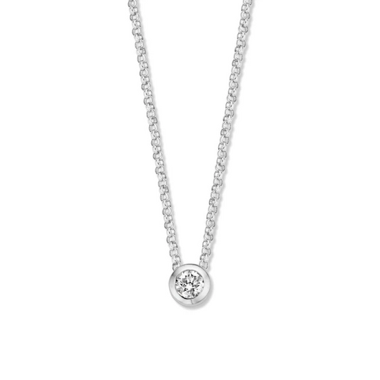 Collier witgoud briljant 0,10 crt.