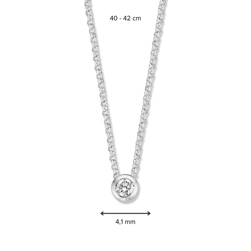 Collier witgoud briljant 0,10 crt.