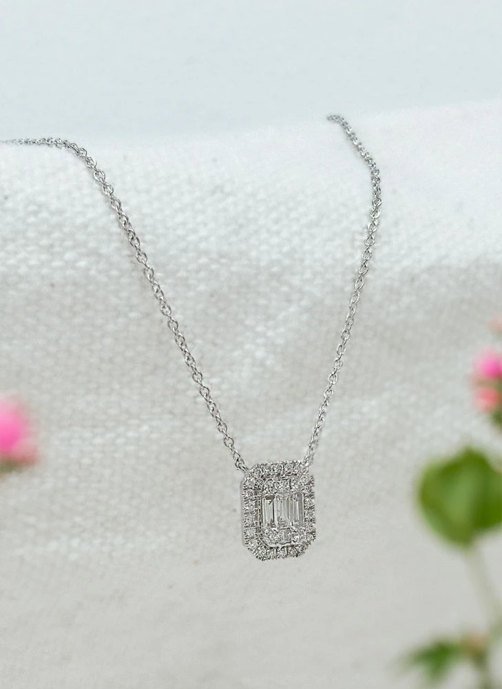 Collier witgoud diamant 0,40 crt.