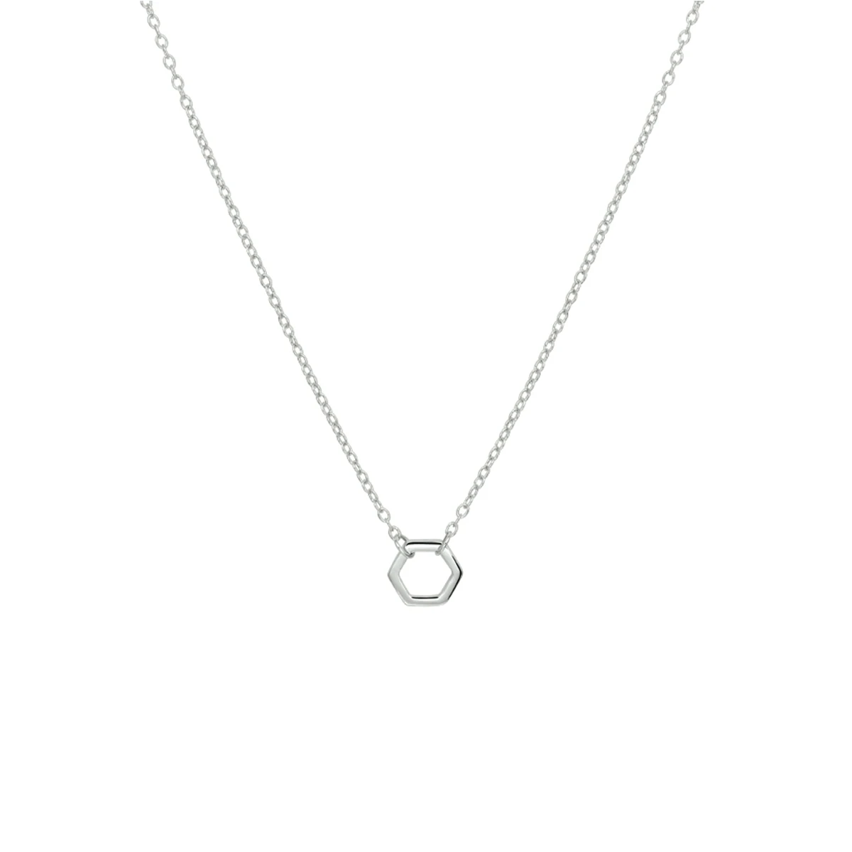 collier zeshoek 40 - 42 - 44 cm zilver gerhodineerd