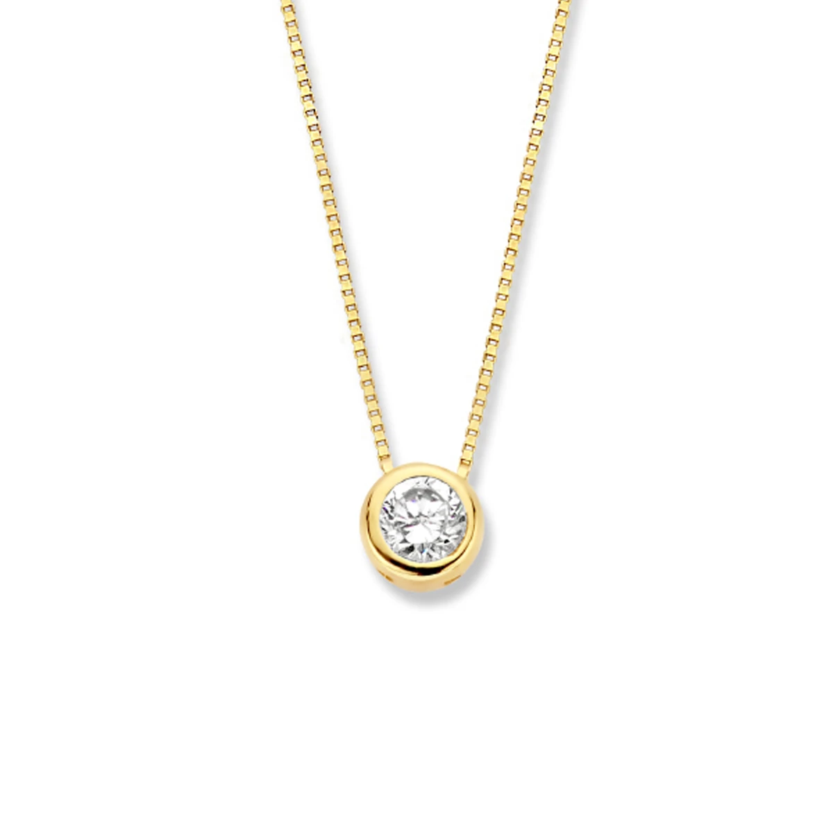 collier zirkonia 40 - 42 - 44 cm 14K geelgoud