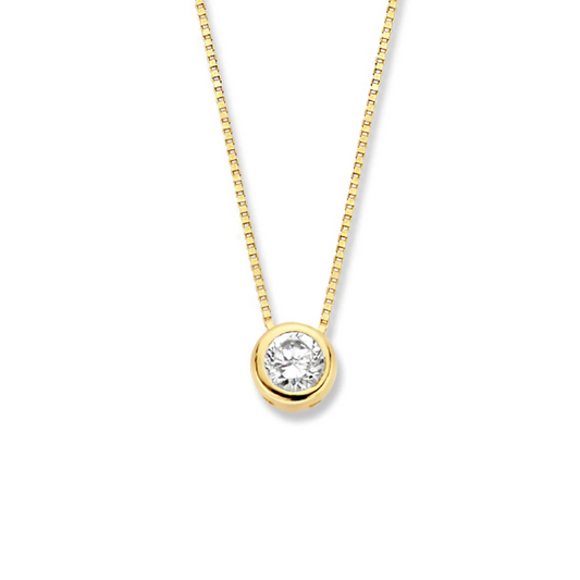 collier zirkonia 40 - 42 - 44 cm 14K geelgoud