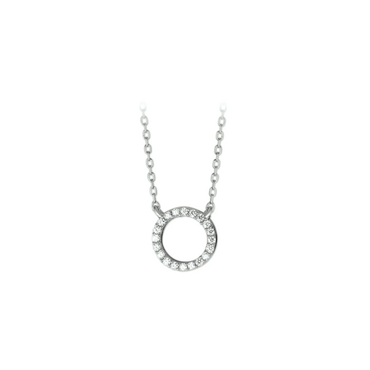 collier zirkonia 40 + 4 cm zilver gerhodineerd