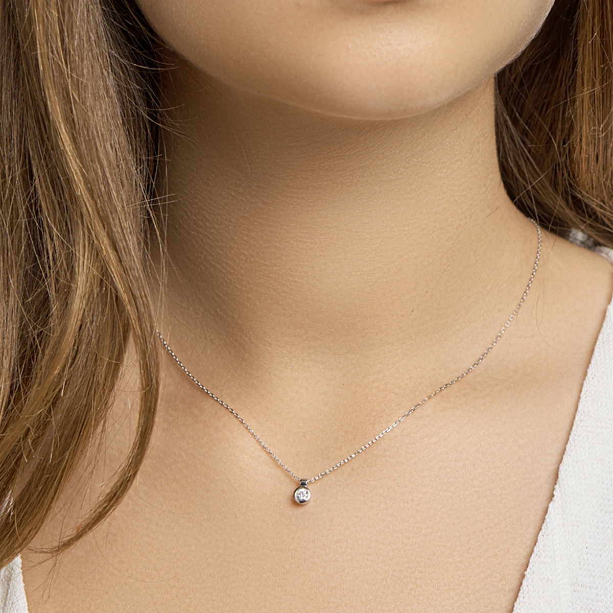 collier zirkonia 40 + 4 cm zilver gerhodineerd