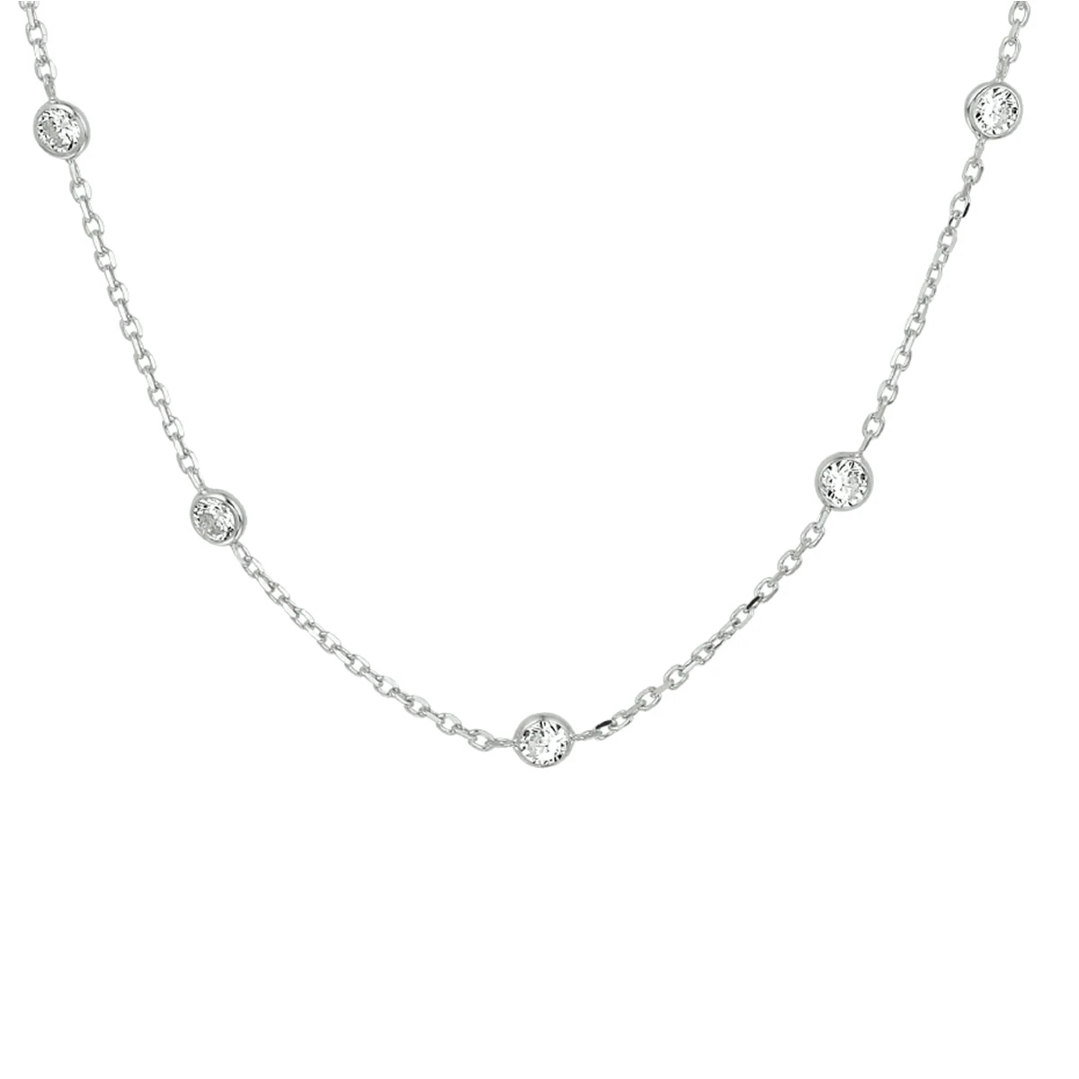 collier zirkonia 40 + 4 cm zilver gerhodineerd