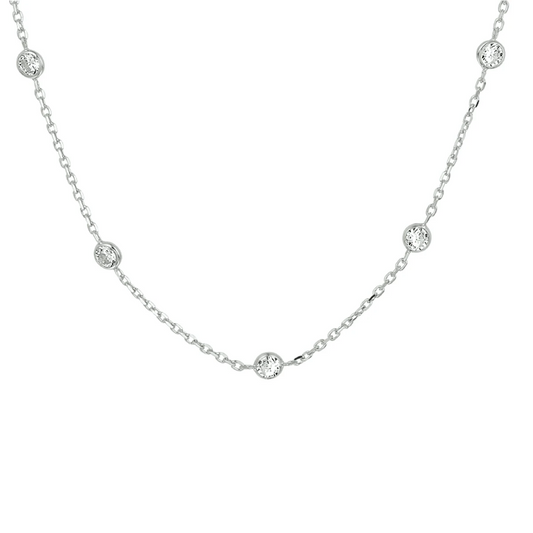 collier zirkonia 40 + 4 cm zilver gerhodineerd