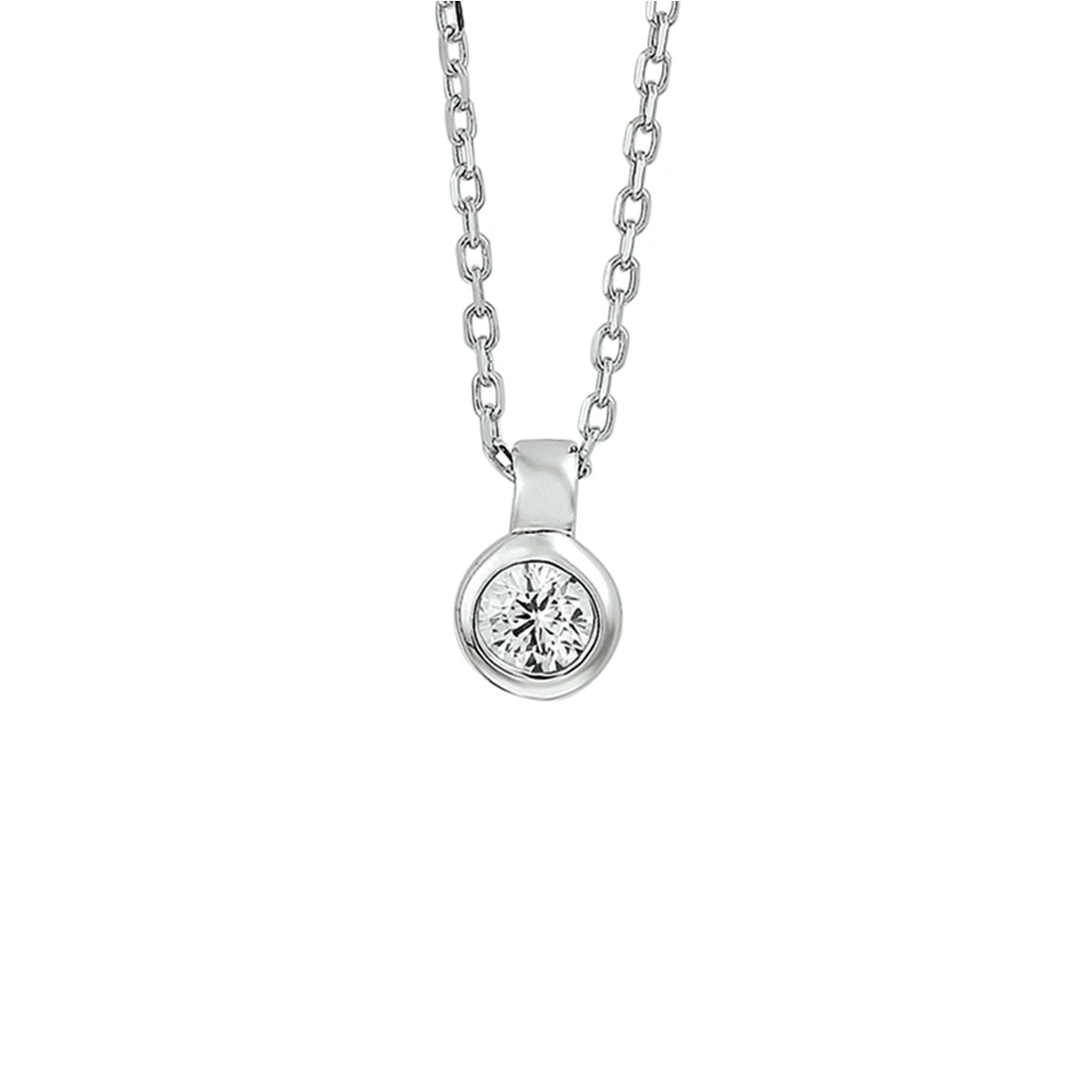 collier zirkonia 40 + 4 cm zilver gerhodineerd