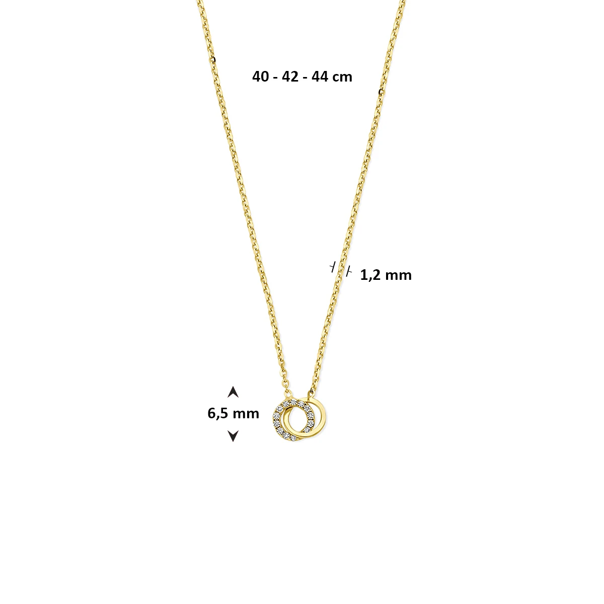 collier zirkonia 40 - 42 - 44 cm 14K geelgoud