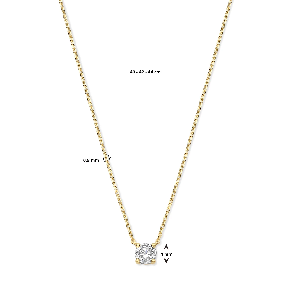 collier zirkonia 40 - 42 - 44 cm 14K geelgoud