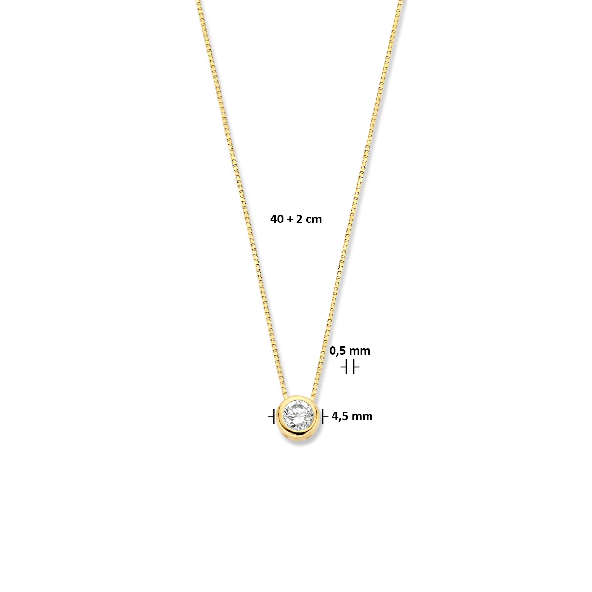 collier zirkonia 40 - 42 - 44 cm 14K geelgoud
