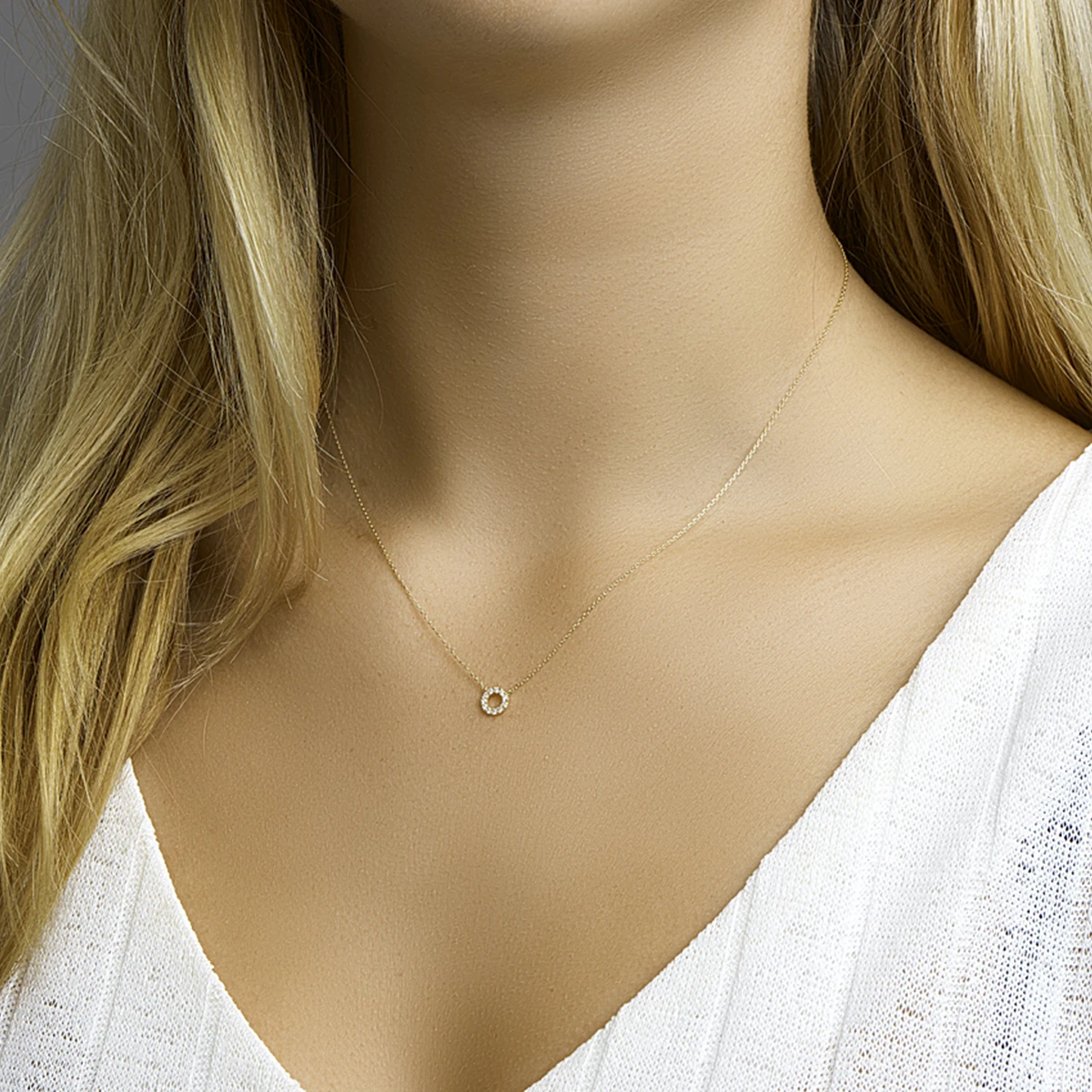 collier zirkonia 40 - 42 - 44 cm 14K geelgoud