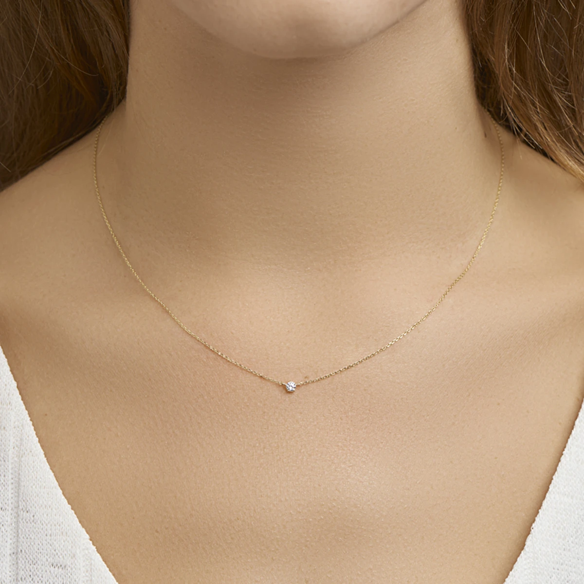 collier zirkonia 40 - 42 - 44 cm 14K geelgoud