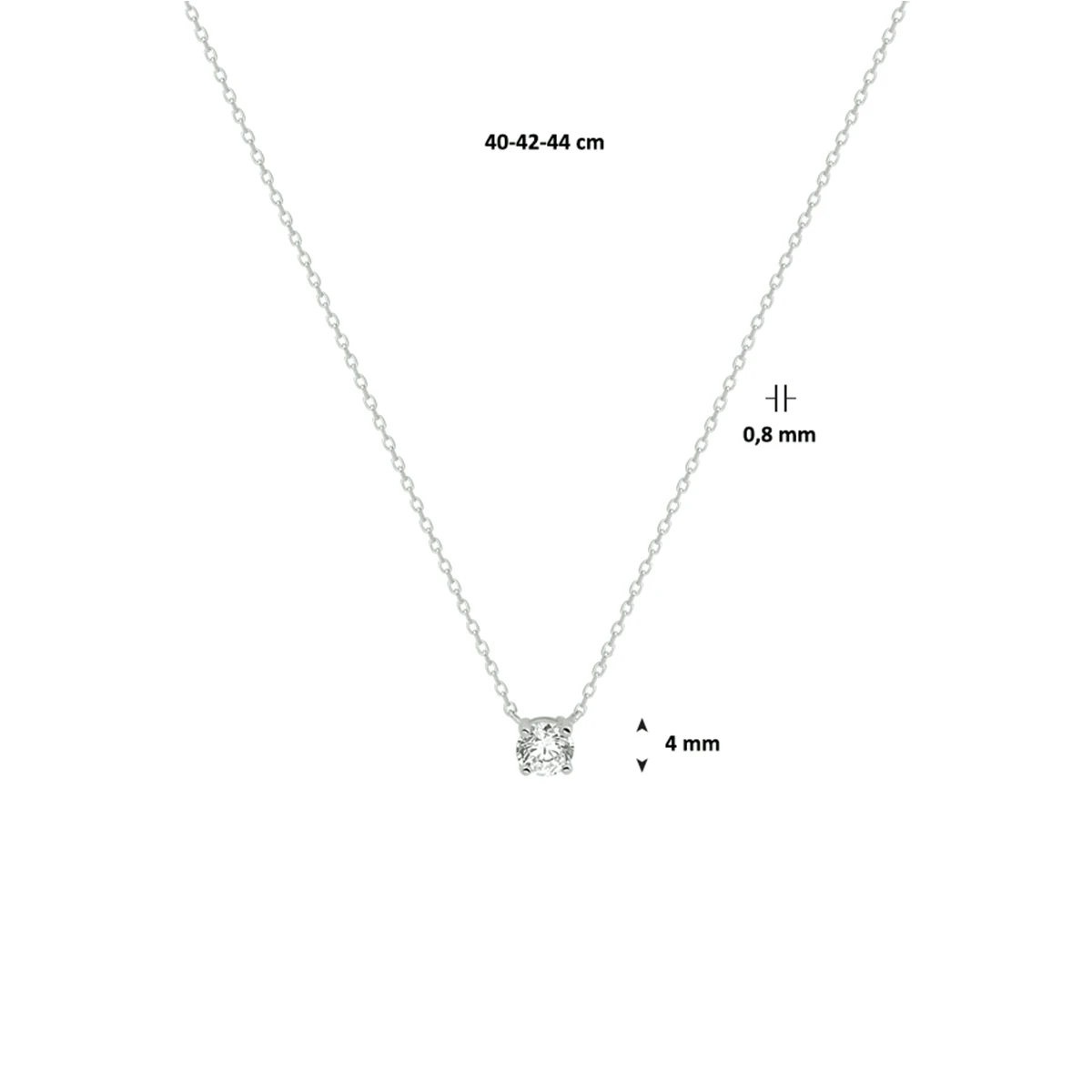collier zirkonia 40 - 42 - 44 cm 14K witgoud