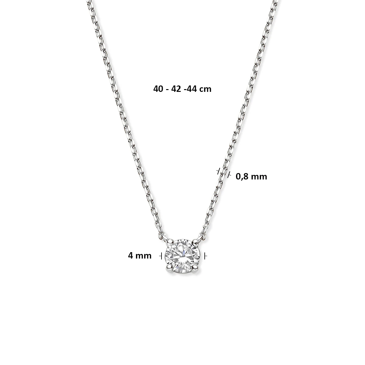 collier zirkonia 40 - 42 - 44 cm 14K witgoud