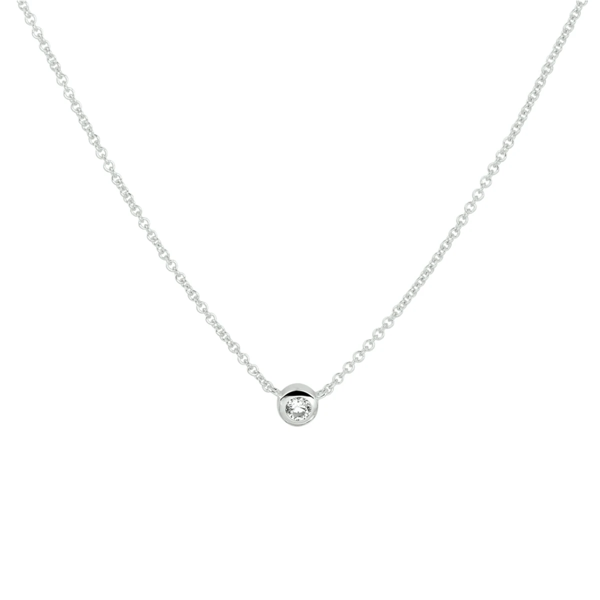collier zirkonia 40 - 42 - 44 cm zilver gerhodineerd