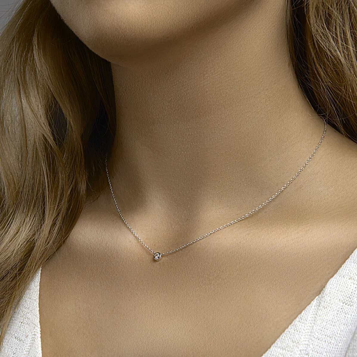 collier zirkonia 40 - 42 - 44 cm zilver gerhodineerd