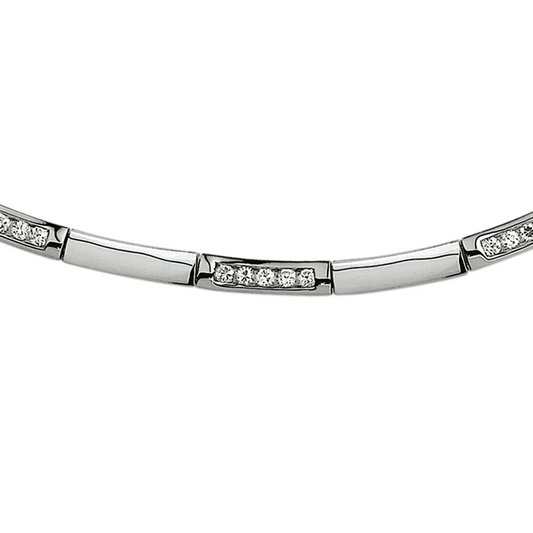collier zirkonia 4,0 mm 42 + 3 cm zilver gerhodineerd