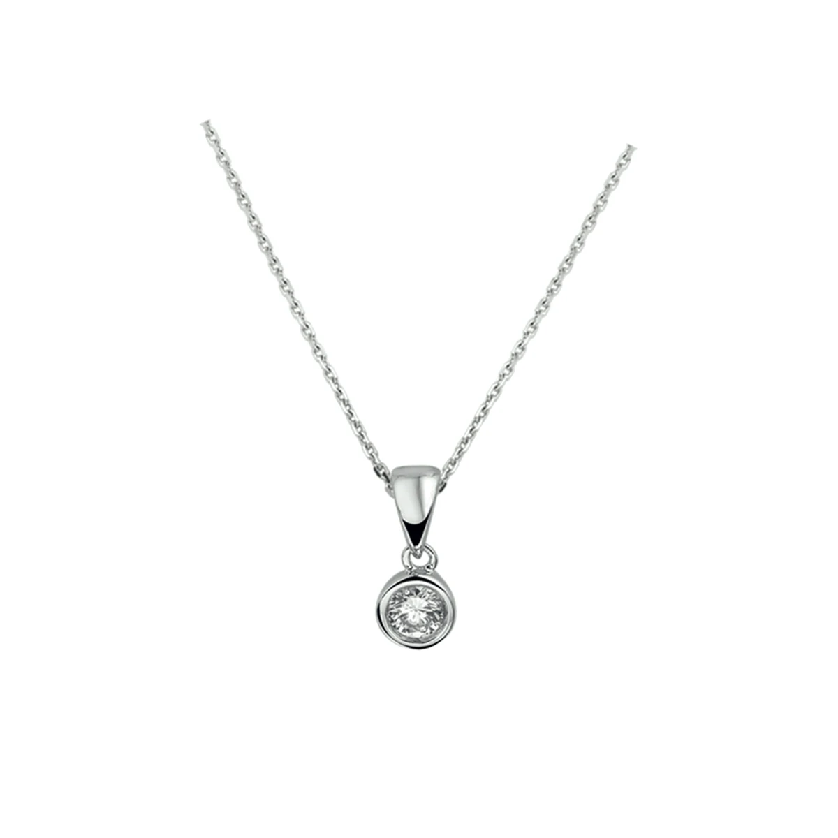 collier zirkonia 41 + 4 cm zilver gerhodineerd