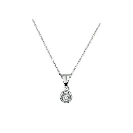 collier zirkonia 41 + 4 cm zilver gerhodineerd