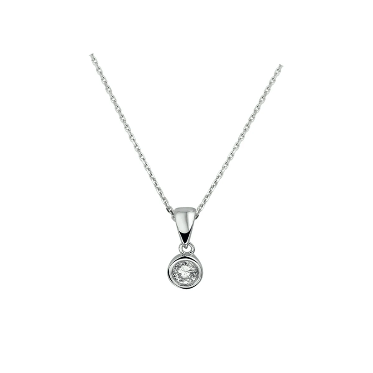 collier zirkonia 41 + 4 cm zilver gerhodineerd