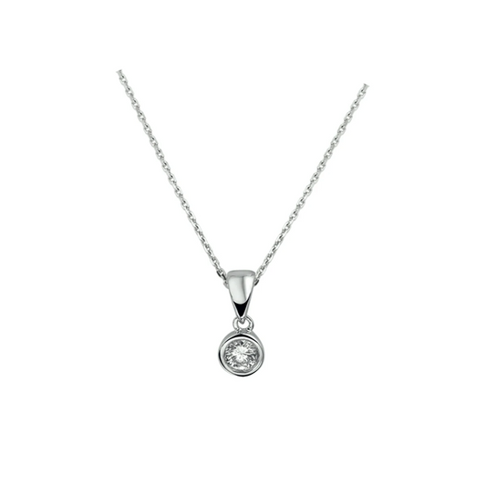 collier zirkonia 41 + 4 cm zilver gerhodineerd