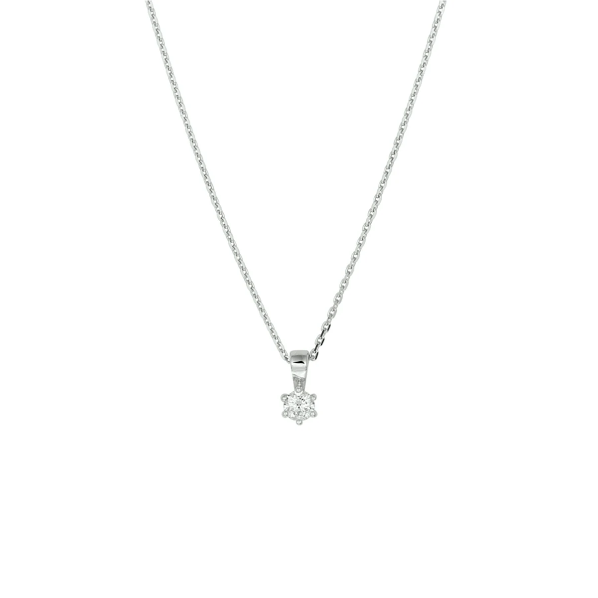 collier zirkonia 41 + 4 cm zilver gerhodineerd