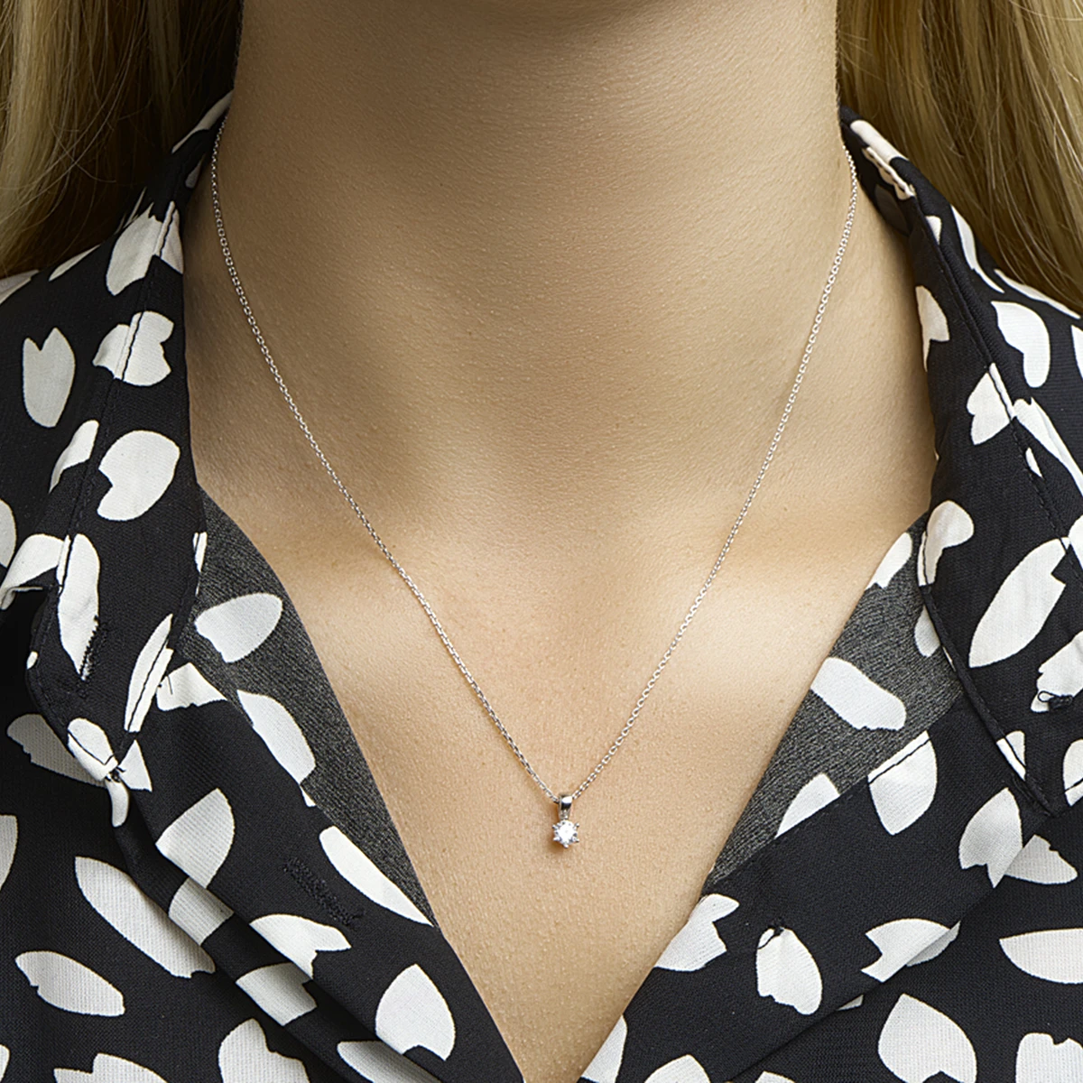 collier zirkonia 41 + 4 cm zilver gerhodineerd
