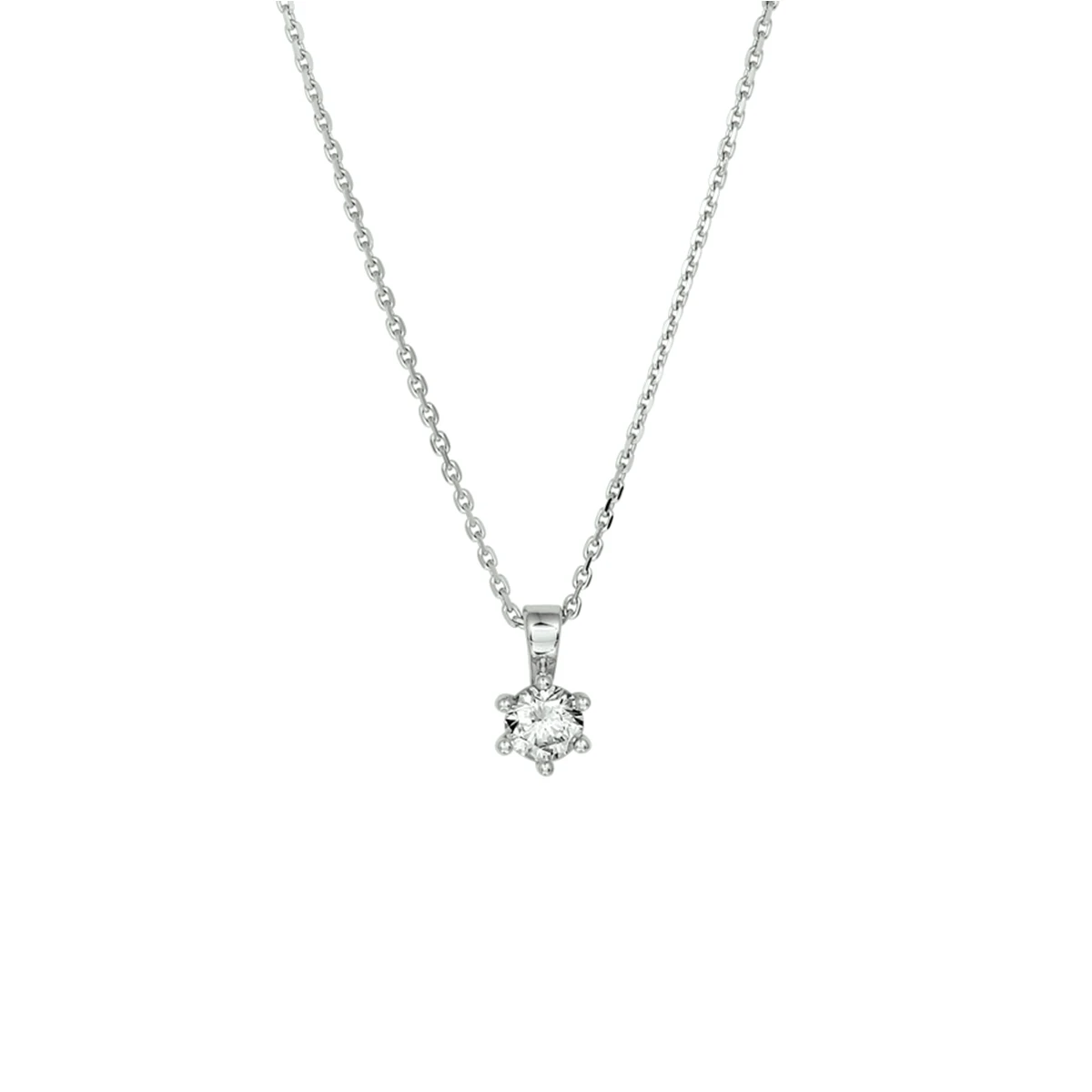 collier zirkonia 41 + 4 cm zilver gerhodineerd
