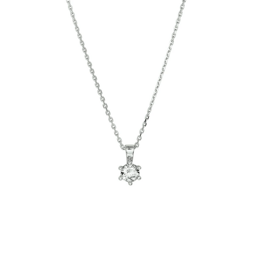 collier zirkonia 41 + 4 cm zilver gerhodineerd