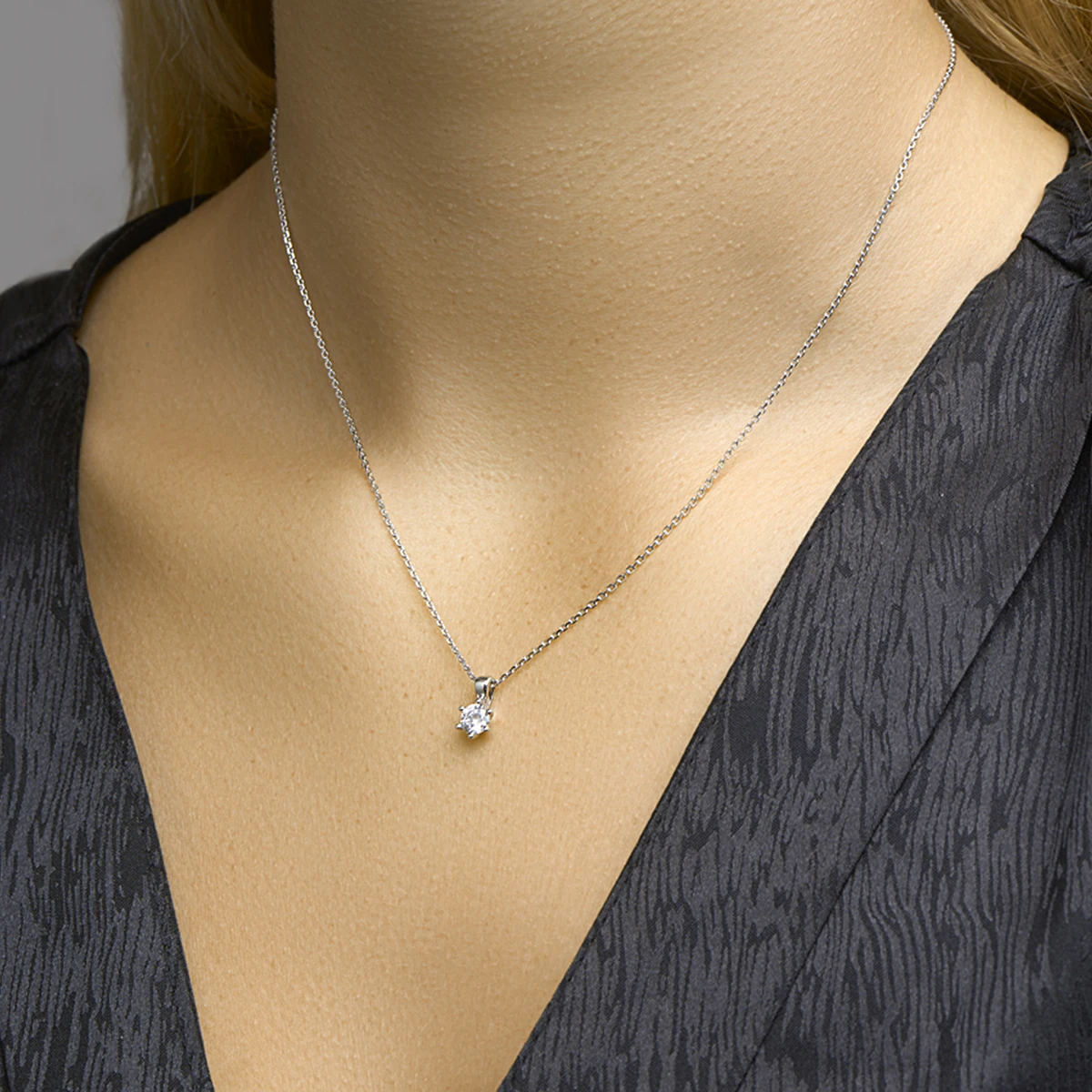 collier zirkonia 41 + 4 cm zilver gerhodineerd