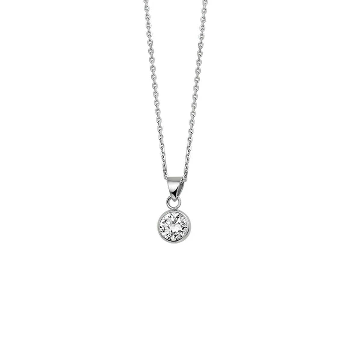 collier zirkonia 41 + 4 cm zilver gerhodineerd