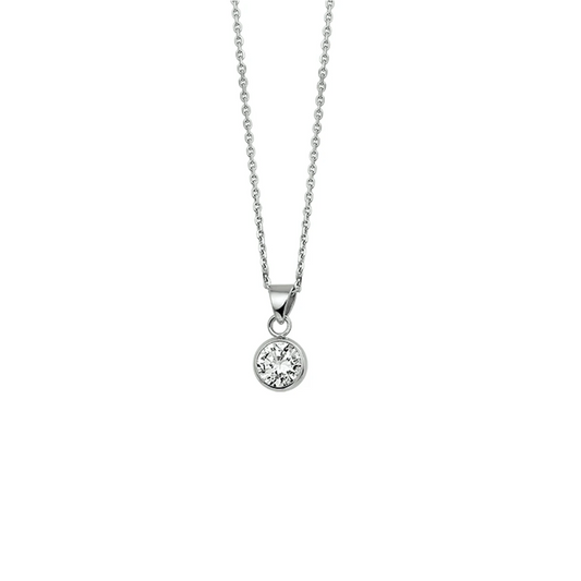 collier zirkonia 41 + 4 cm zilver gerhodineerd