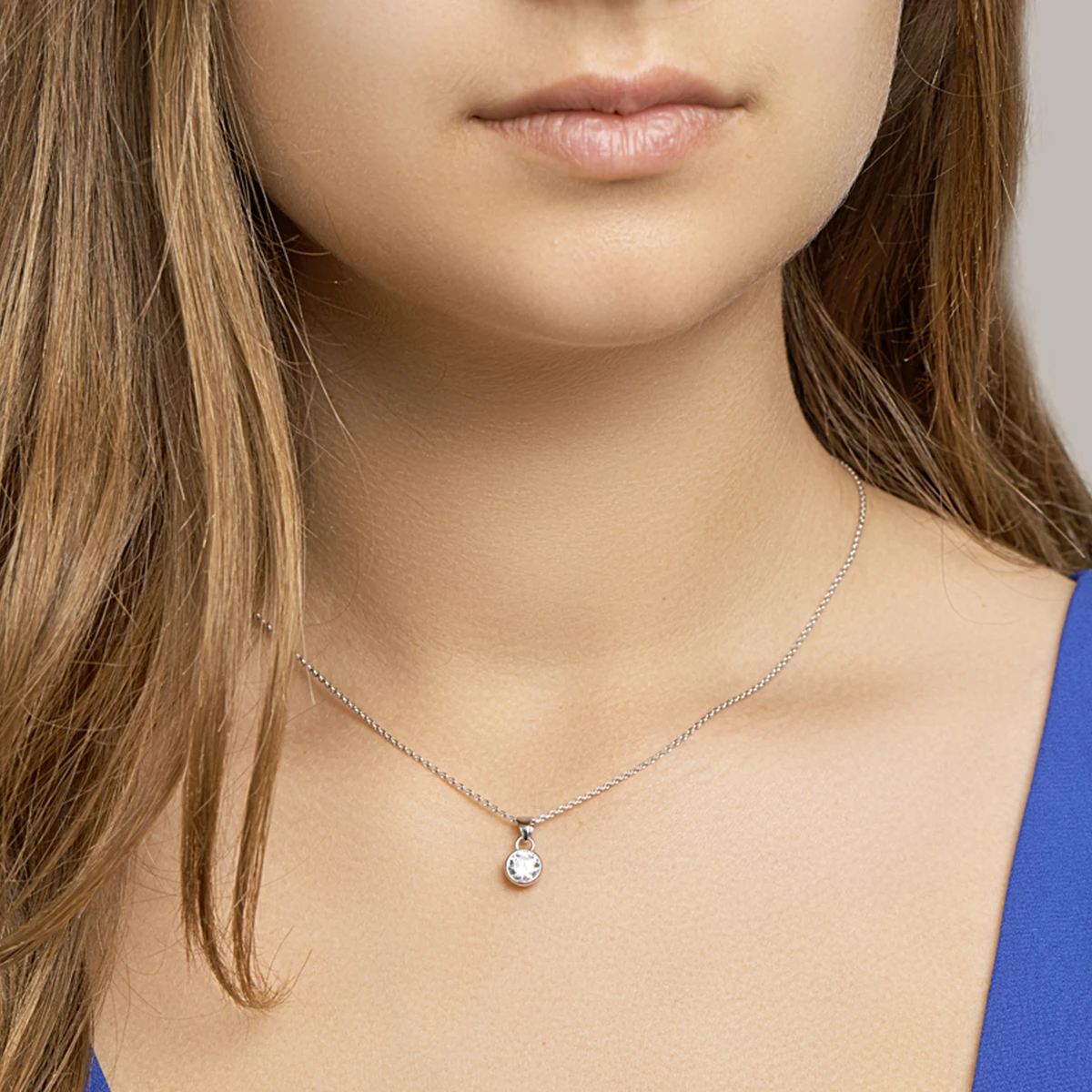 collier zirkonia 41 + 4 cm zilver gerhodineerd