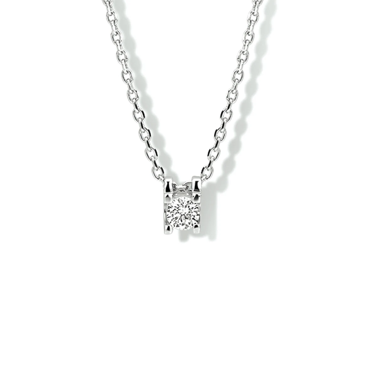 collier zirkonia 41 + 4 cm zilver gerhodineerd