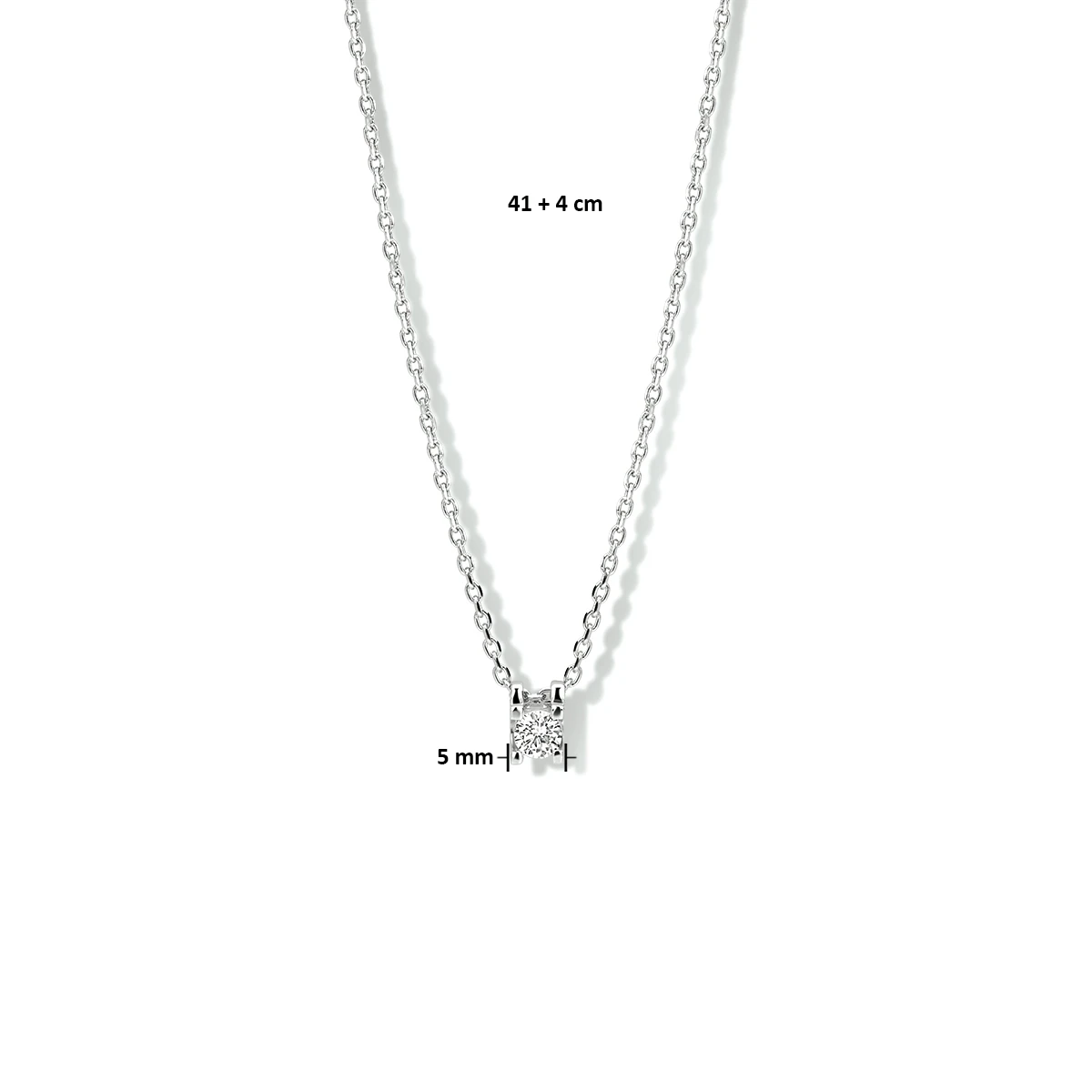 collier zirkonia 41 + 4 cm zilver gerhodineerd