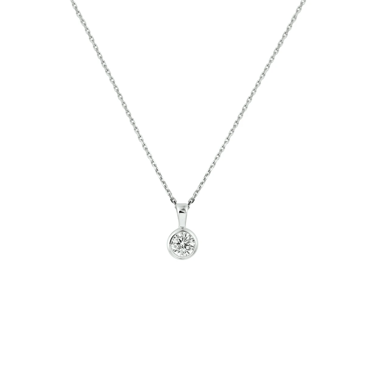 collier zirkonia 41 + 4 cm zilver gerhodineerd