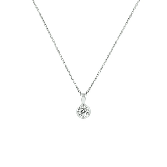 collier zirkonia 41 + 4 cm zilver gerhodineerd