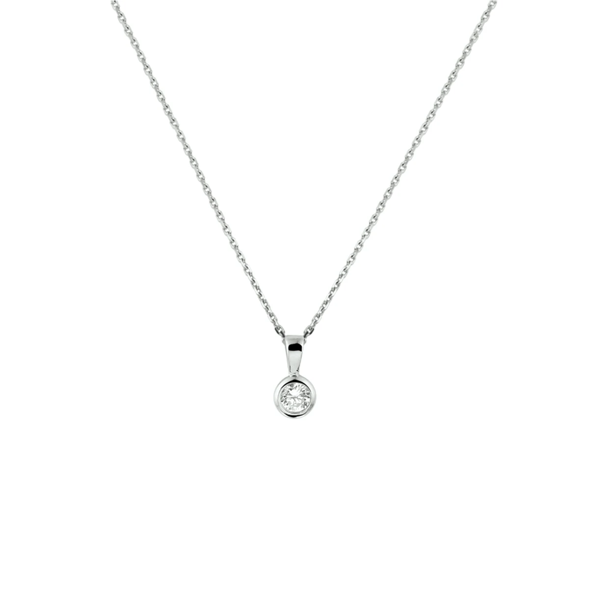 collier zirkonia 41 + 4 cm zilver gerhodineerd