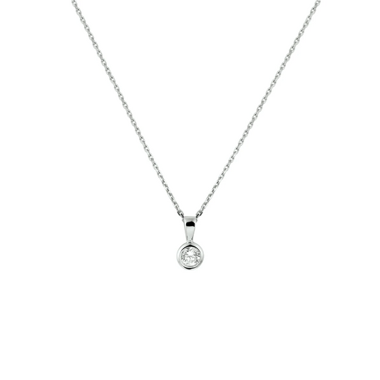 collier zirkonia 41 + 4 cm zilver gerhodineerd