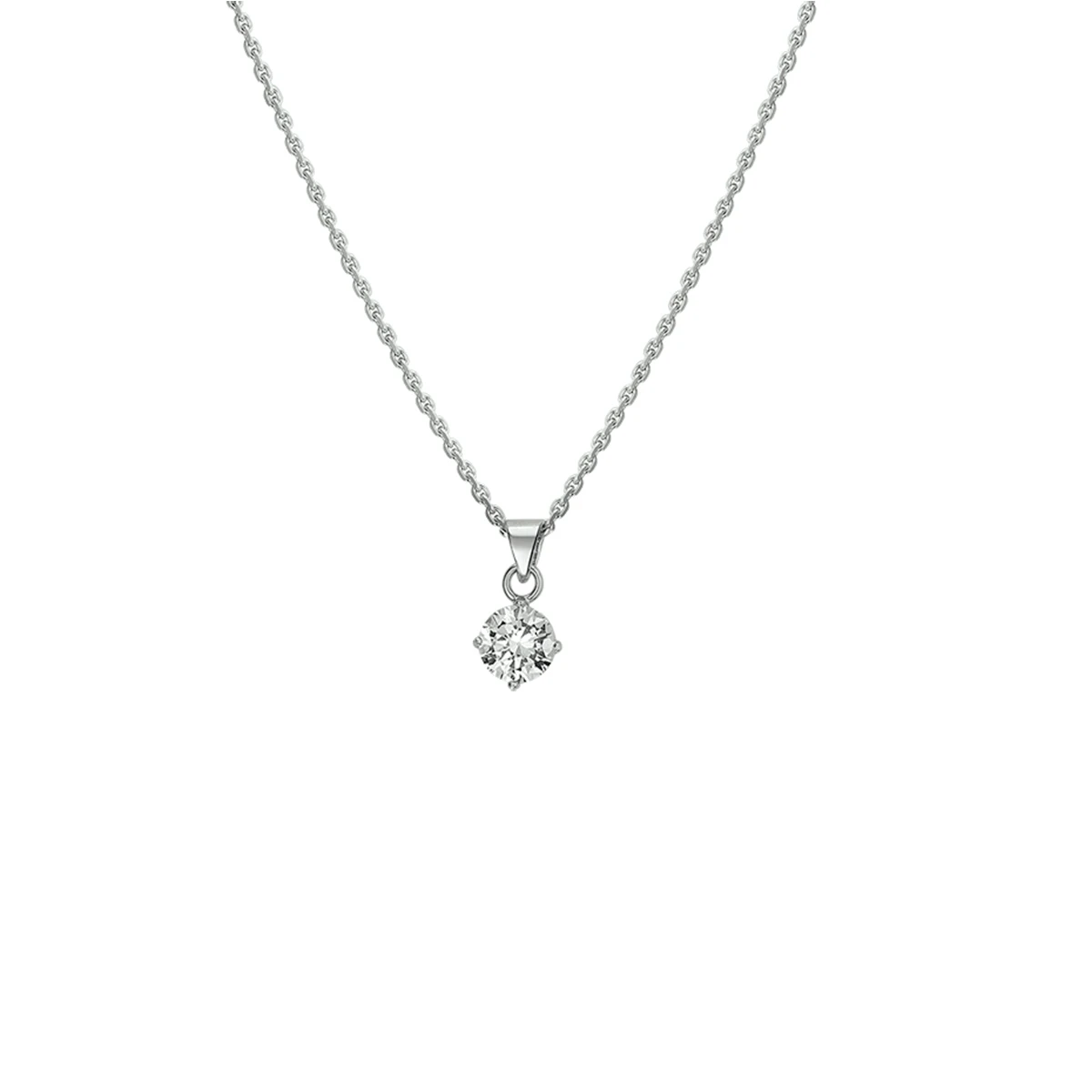 collier zirkonia 41 + 4 cm zilver gerhodineerd
