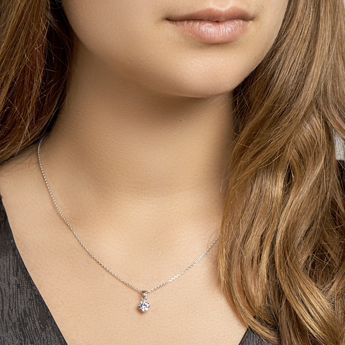 collier zirkonia 41 + 4 cm zilver gerhodineerd